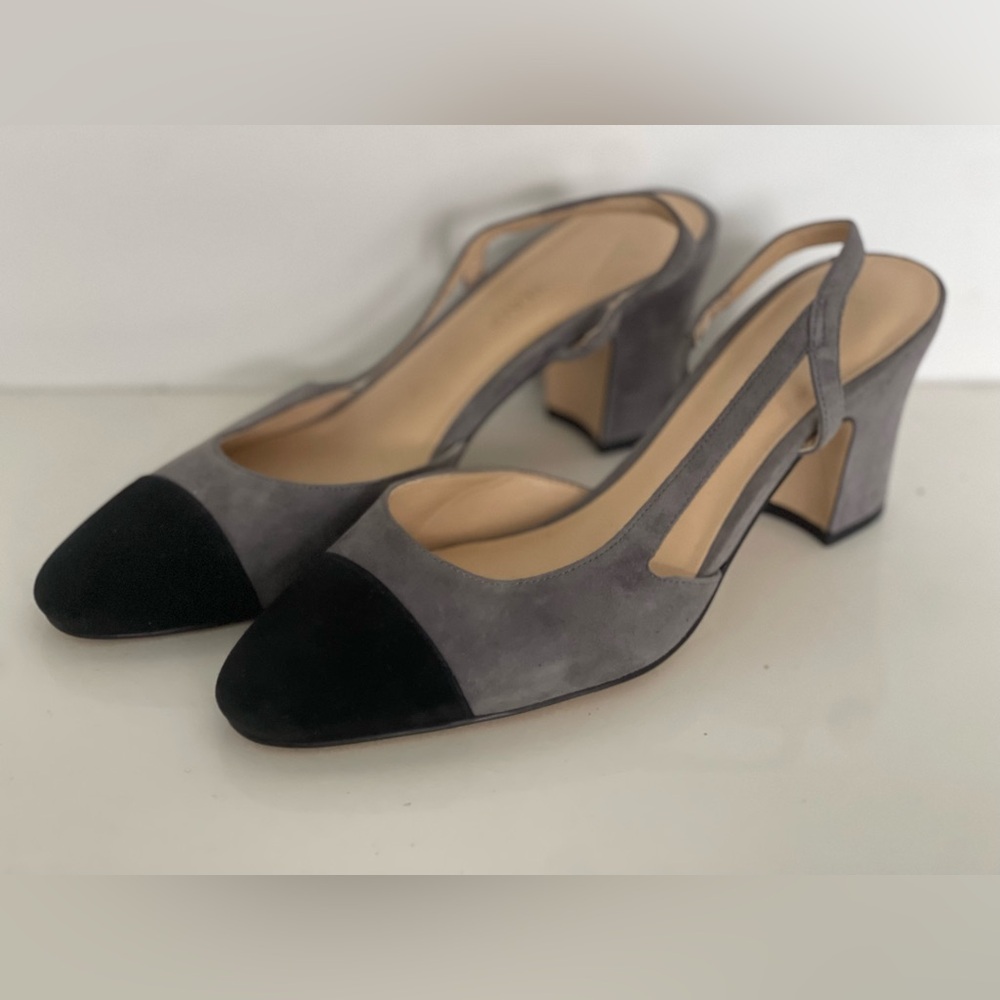 Ivanka Trump Gray and Black Slingback Heels